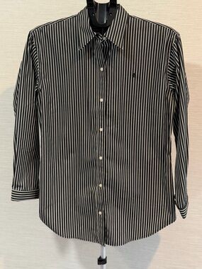 Ralph Lauren Black and White Vertical Stripe Dress Shirt